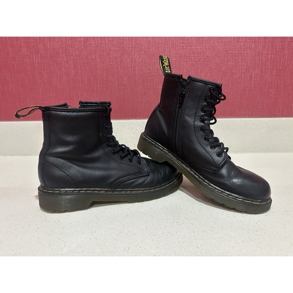 Dr Martens 1460J Youth Black Leather Combat Boots Size US 4 / UK 3 EU 36 Zipper